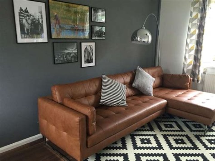 what colour goes with brown leather sofa